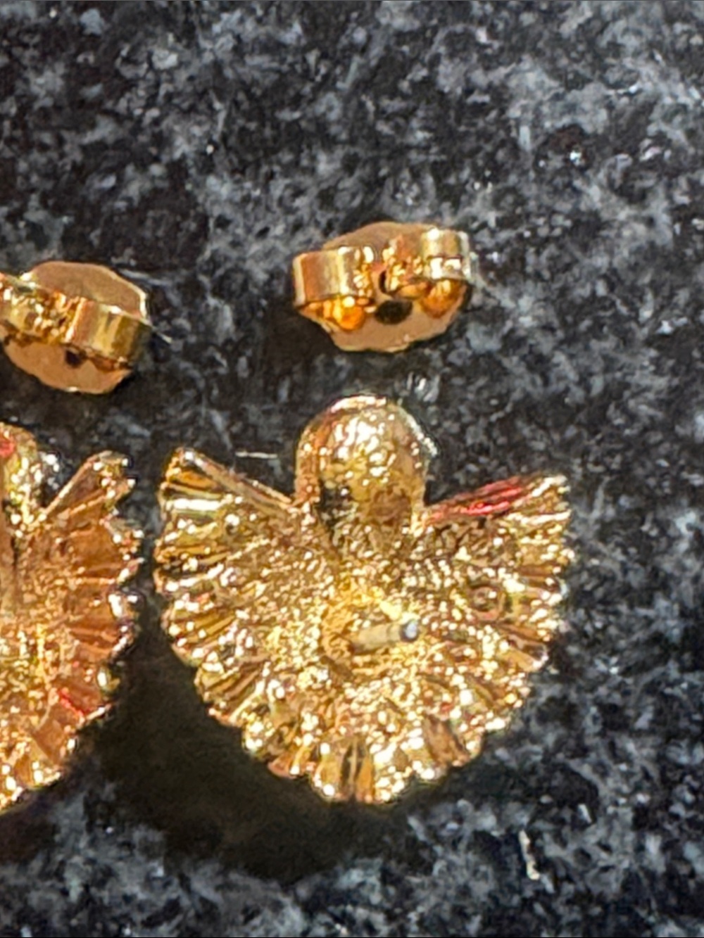 Vintage Avon Gold tone Peacock Stud Earrings - Picture 6 of 6